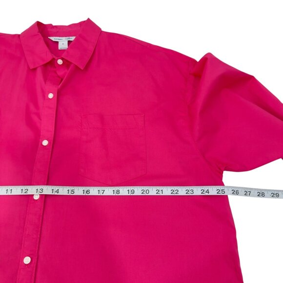 Old Navy Womens The Boyfriend Shirt Medium Pink Button-Up Collared Long Sleeve - Picture 4 of 10